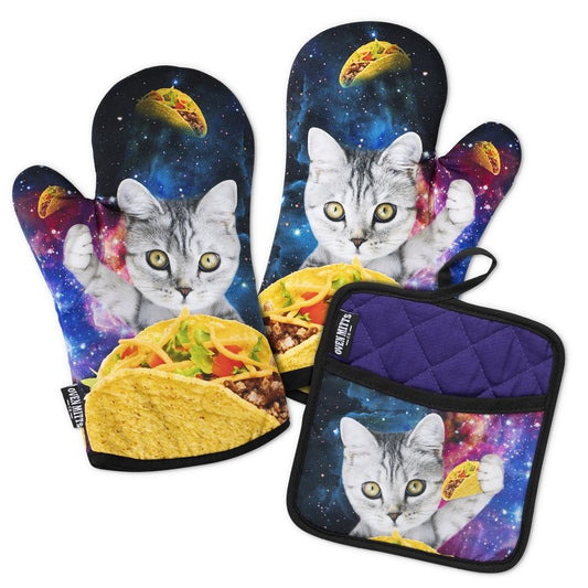 Galaxy Taco Cat Oven Mitt Set with Potholder - Jabbatheslut