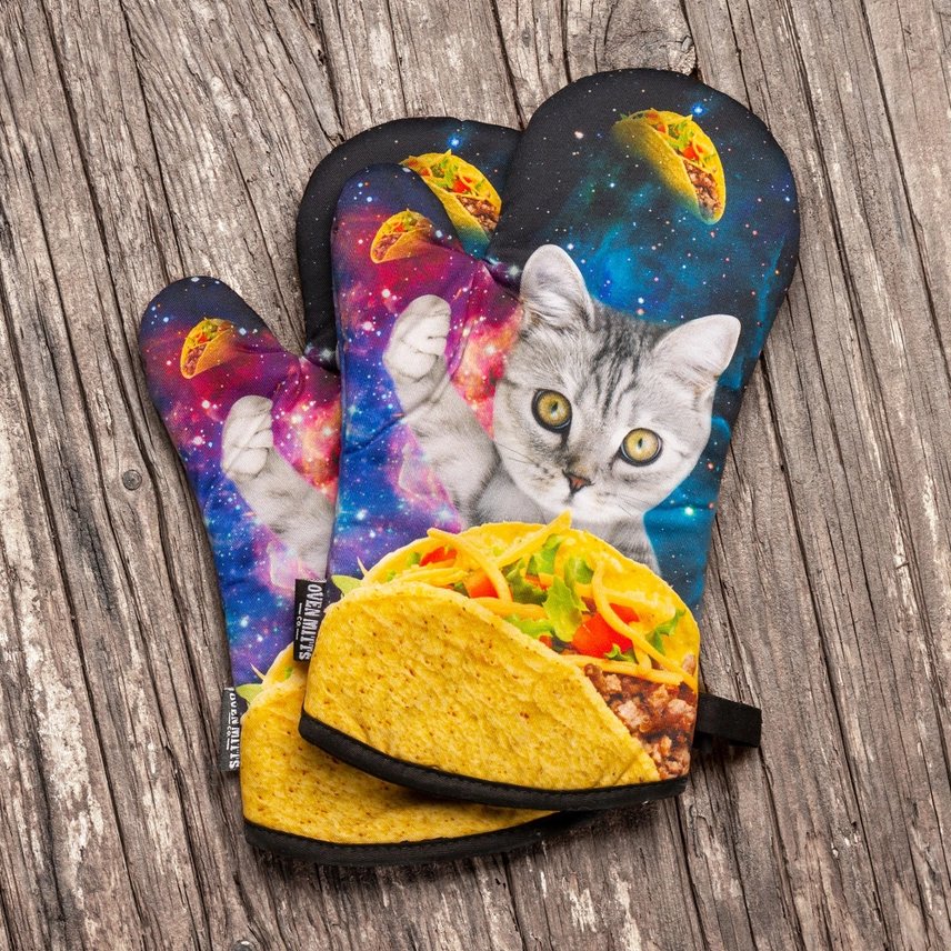 Galaxy Taco Cat Oven Mitt Set with Potholder - Jabbatheslut
