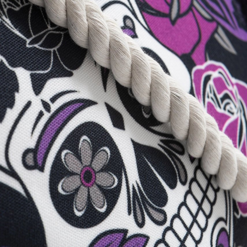 Large Skullistic Purple Sugar Skull Tote Bag - Jabbatheslut